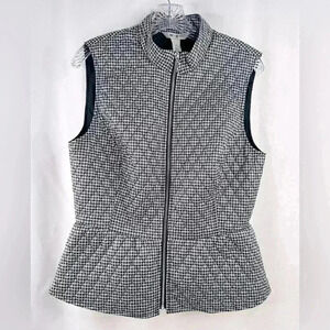 NWT WHBM Quilted Vest Peplum Color Digi Houndstooth Black/white SIZE M